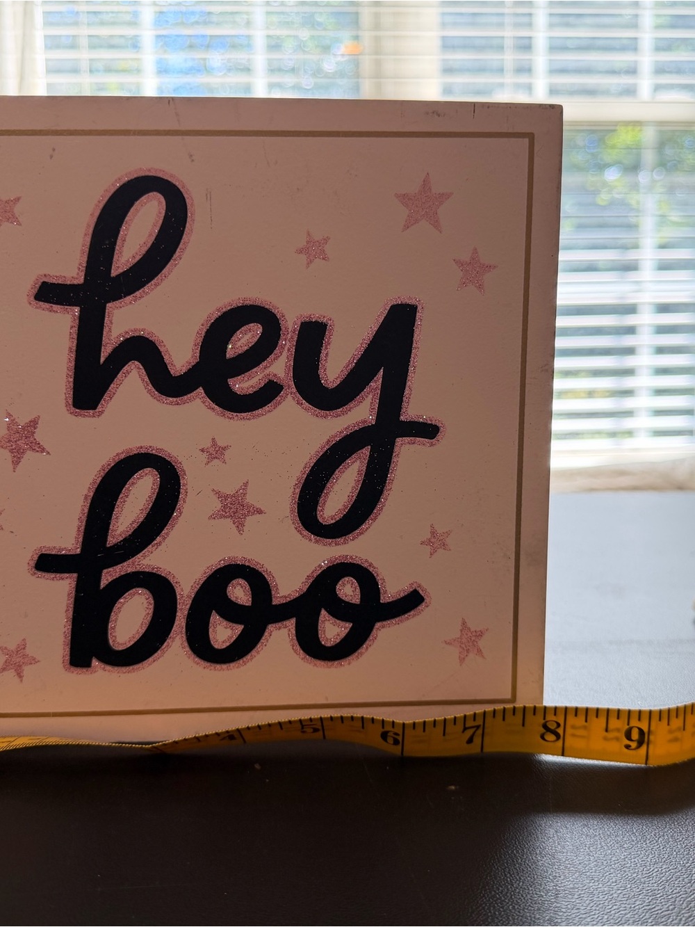 Hey Boo Pink Glitter Party Sign - Home Party Supplies